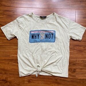 Max Girls Cream Graphic Why Not Chill Crew Cotton Knot T-Shirt Size 10 Casual